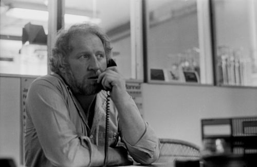 Ian Kirby in his studio in the former BCIC building, 1979.
